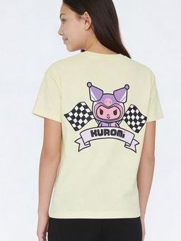 max - Girls Kuromi Print Oversized T-Shirt Yellow