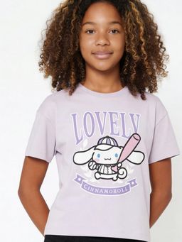 max - Girls Oversized Cinnamoroll Print T-Shirt Lavender