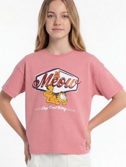 max - Girls Garfield Printed T-Shirt Pink