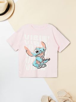max - Girls Lilo and Stitch Oversized T-Shirt Pink
