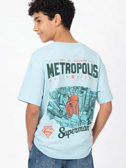 max - Boys Superman Print T-Shirt Blue