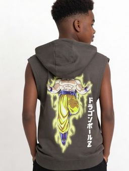 max - Boys Dragon Ball-Z Printed Hooded T-Shirt Olive