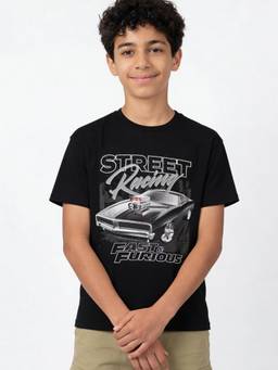 max - Boys Printed T-Shirt Black