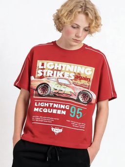 max - Boys Cars Print T-Shirt Red
