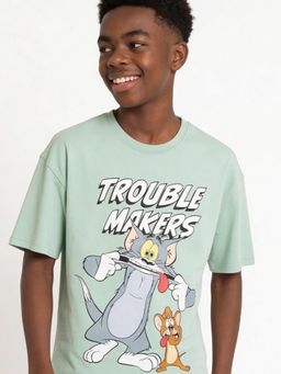 max - Boys Tom and Jerry Print Oversized T-Shirt Green