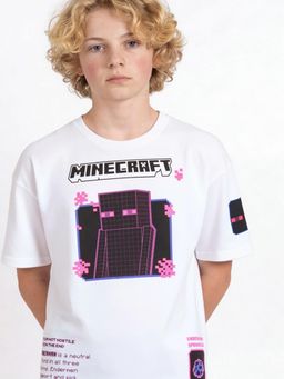 max - Boys Minecraft Print T-Shirt White