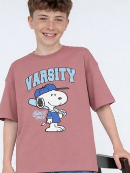 max - Boys Peanuts Snoopy Print T-Shirt Pink