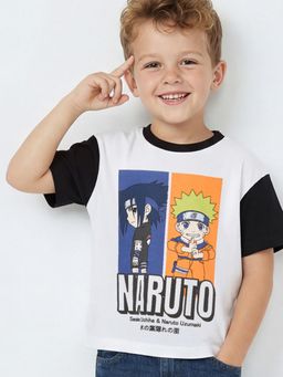 max - Boys Naruto Print T-Shirt White