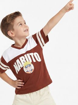 max - Boys Naruto Print T-Shirt Brown