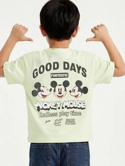 max - Boys Mickey Mouse Print T-Shirt Green
