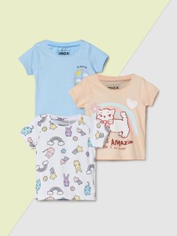 max - Girls Printed T-Shirt Multi-Color