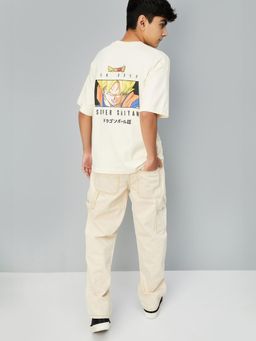 max - Boys Dragonball-Z Print T-Shirt Beige