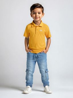 max - Boys Solid Polo T-Shirt Yellow