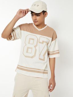 max - Boys Printed Oversized T-Shirt Beige