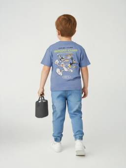 max - Boys Looney Tunes Print Oversized T-Shirt Blue