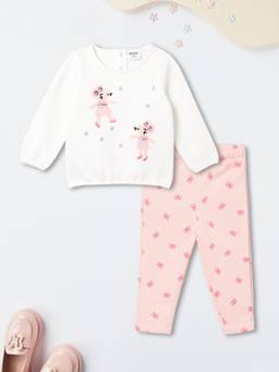 max - Girls Applique T-Shirt with Leggings Pink