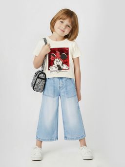 max - Girls Sequins Minnie Mouse Oversized T-Shirt Cream