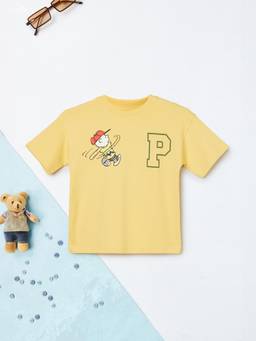 max - Boys Peanuts Print Oversized T-Shirt Yellow