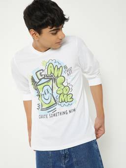 max - Boys Printed T-Shirt White