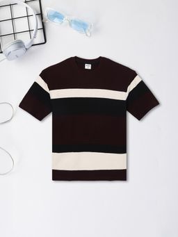 max - Boys Colourblock Oversized T-Shirt Wine