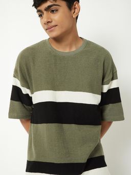 max - Boys Colourblock T-Shirt Olive