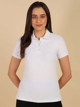 Saffe - Womens Half Sleeve Polo T-Shirt White