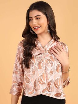 Saffe - Womens Classic Fit Collar Neck Top Rust
