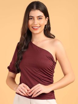 Saffe - One Shoulder Top Maroon