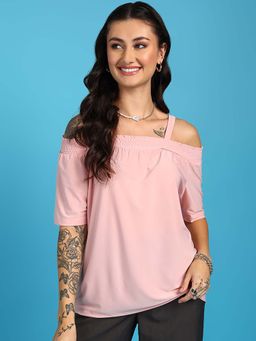 Saffe - Short Sleeves Top with Smoking Wear Pink