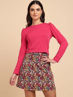 Saffe - Full Sleeve Pink Color Top Round Neck