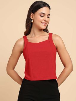 Saffe - Red Front Seem Top
