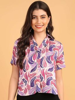 Saffe - Womens Classic Fit Collar Neck Top Purple
