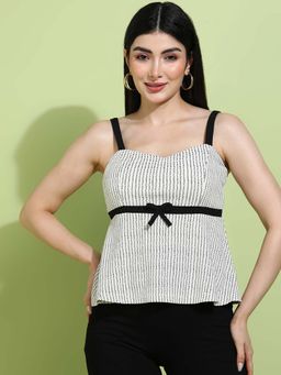 Saffe - Shoulder Straps Top With Front Bow