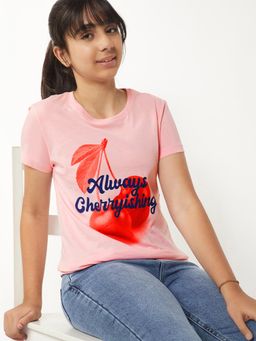 max - Girls Printed T-Shirt Pink