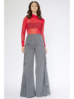 Deme - Sammy Red Solid Tube and Net Top with Pant (Set of 3)