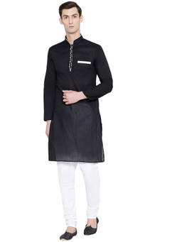 SG LEMAN - Black Solid Kurta (Set of 2)