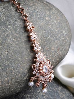 Karatcart - Rose Gold Plated American Diamond Studded Maangtikka