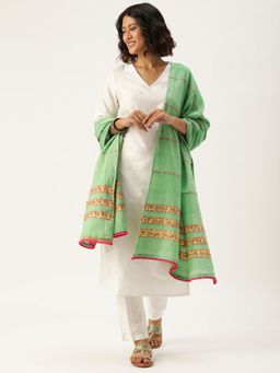 ArtEastri - Green Khesh Kantha Cotton dupatta