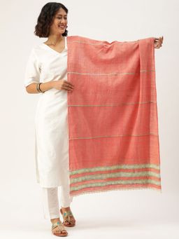 ArtEastri - Peach Khesh Kantha Cotton dupatta