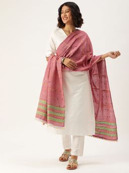 ArtEastri - Pink Khesh Kantha Cotton dupatta