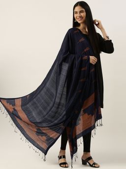 ArtEastri - Indigo Orange Shibori Silk Dupatta