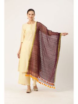 ArtEastri - Purple & Gold Sequins Silk Cotton Dupatta