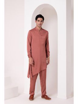 Barara Ethnic - Pink Terra Asymmetry Kurta with Pyjama (Set of 2)