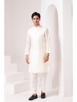 Barara Ethnic - Ivory Pure Festive Kurta with Pyjama (Set of 2)