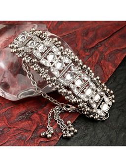 Karatcart - Oxidised Silver Handcrafted Silver Ball Studded Bracelet for Women