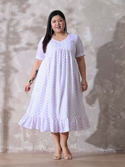 Desi Noor - White Self Design Cotton Dress