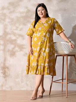 Desi Noor - Yellow Floral Cotton Dress