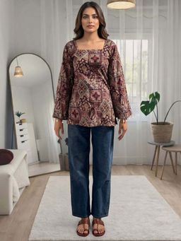 HOUSE OF JAMOTI - Maroon Printed Cotton Kurti