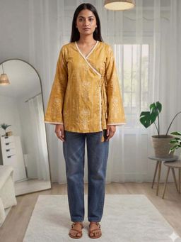 HOUSE OF JAMOTI - Yellow Floral Cotton Kurti