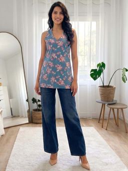 HOUSE OF JAMOTI - Blue Floral Cotton Kurti